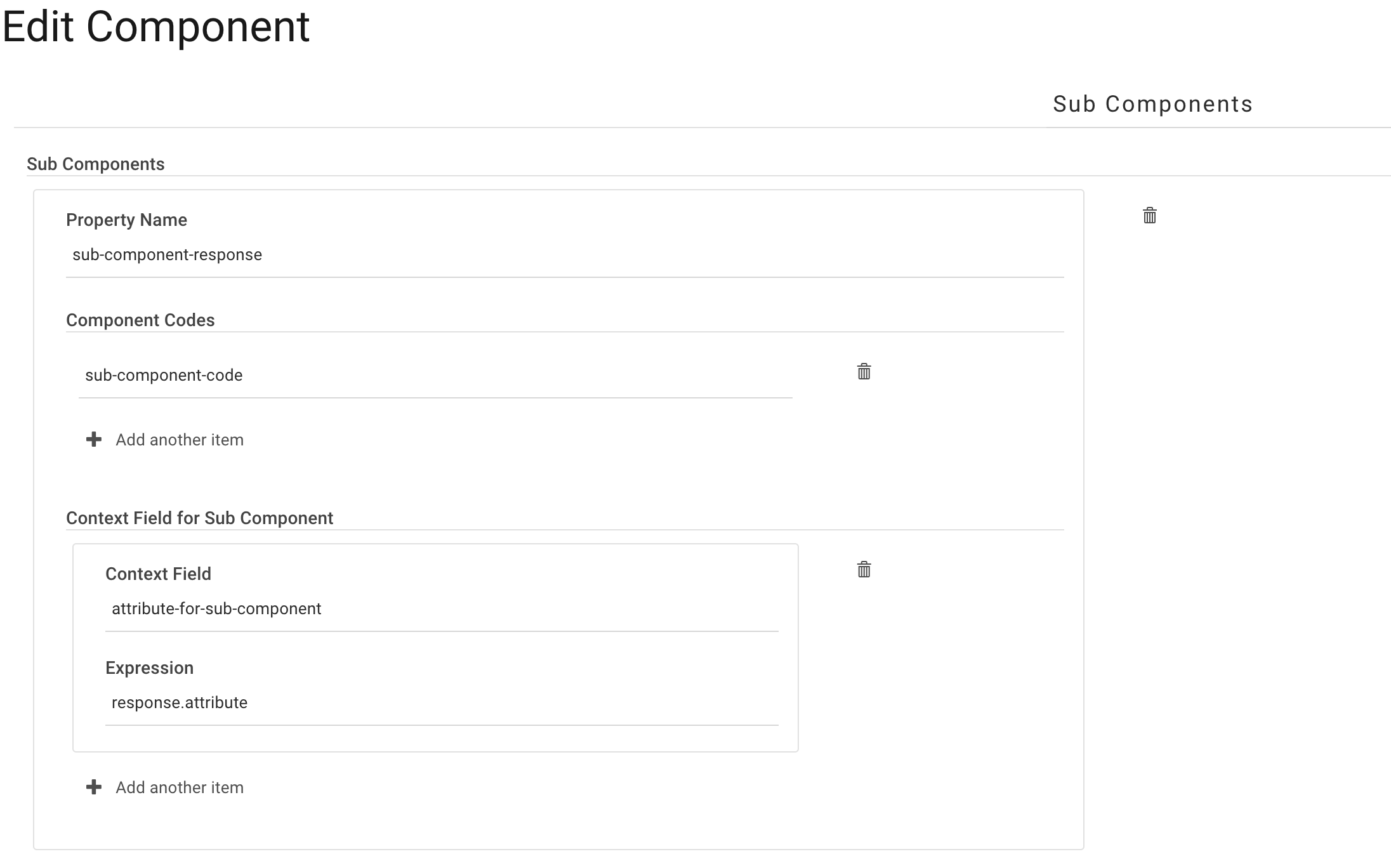 The parent Component&#39;s Sub Components pane