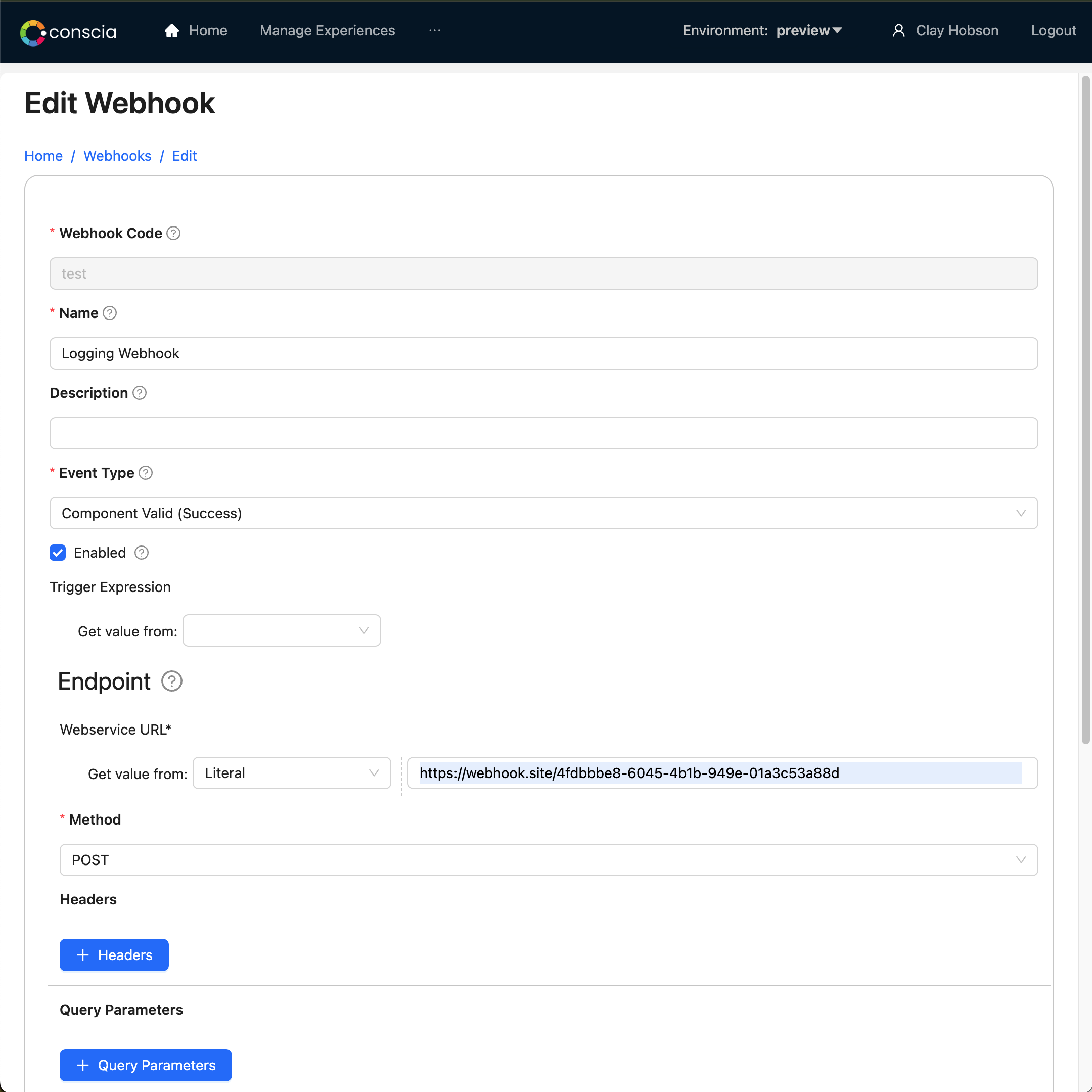 Webhook Form